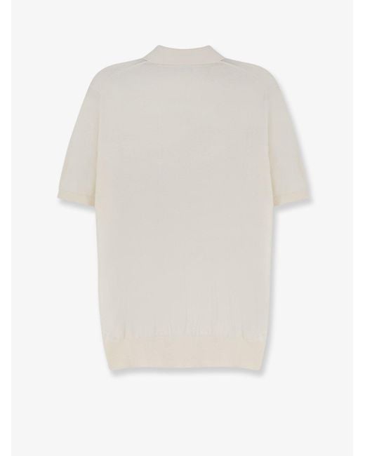 Alpha Studio White Cotton And Silk Blend Polo Shirt for men