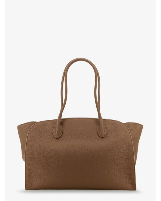 The Row Brown Marlo 14 Hammered Leather Shoulder Bag