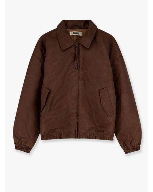 Woodbird Brown Wbbao Biker Faux Leather Jacket for men