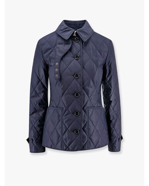 Giacca trapuntata in nylon con fodera a quadretti di Burberry in Blue