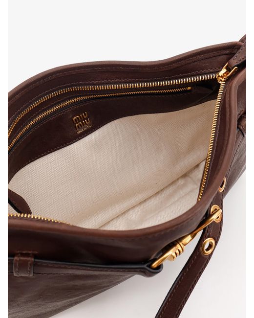 Miu Miu Brown Aventure Leather Shoulder Bag
