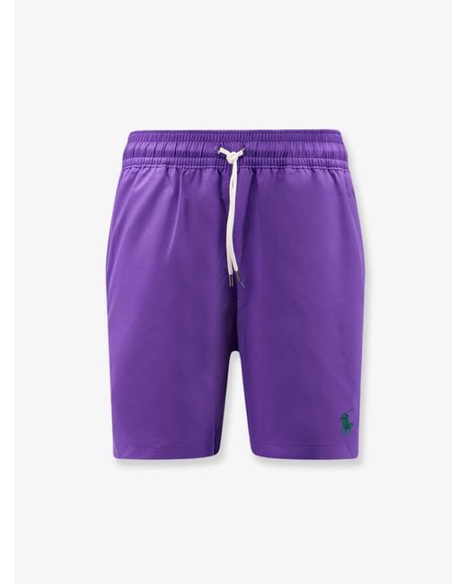 Polo Ralph Lauren Purple Nylon Swim Trunks With Embroidered Logo for men