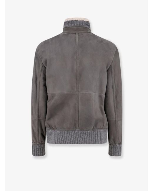 Brunello Cucinelli Gray Shearling Jacket for men