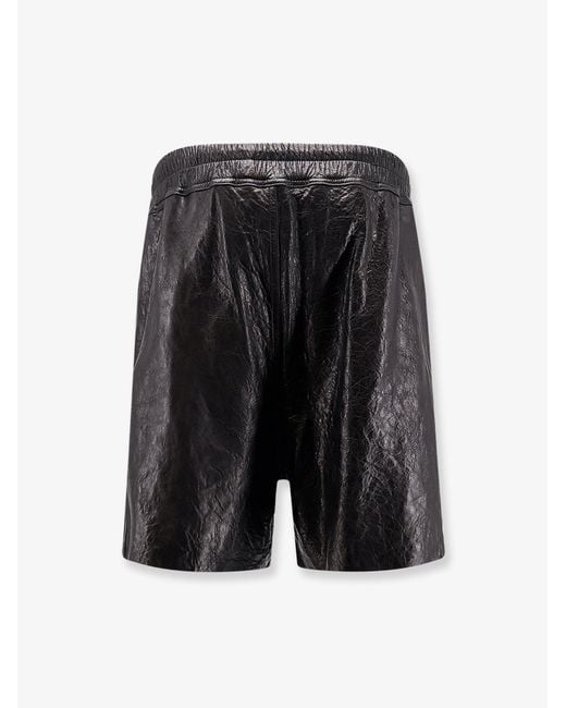 Rick Owens Black Leather Shorts for men