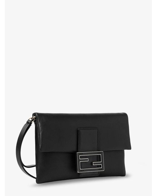 Fendi Black Mamma Baguette Leather Crossbody Bag
