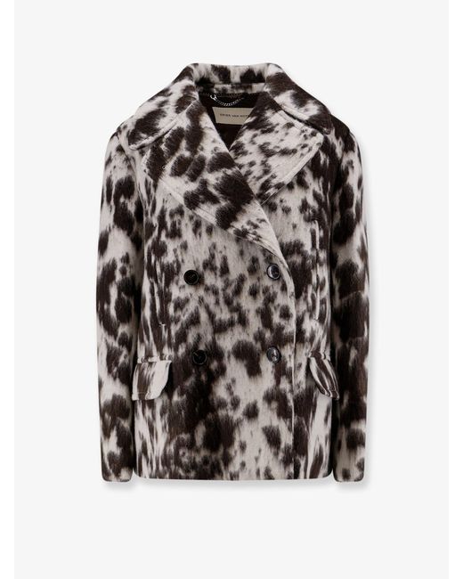Dries Van Noten Black Vafel Wool And Alpaca Coat