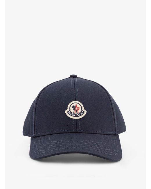 Moncler Blue Cotton Baseball Hat for men