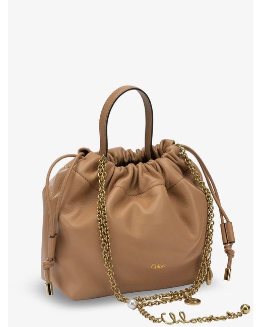 Chloé Brown Icons Leather Crossbody Bag With Logo On The Front