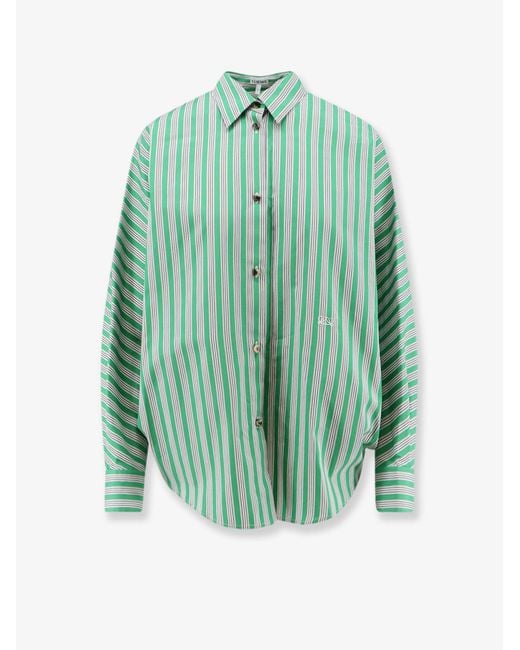 Loewe Green Striped Cotton Shirt