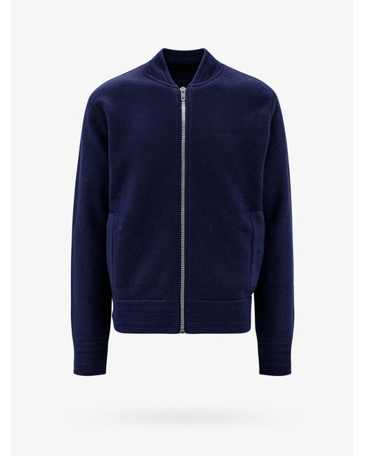Givenchy Blue Long Sleeves Wool Closure With Zip Ribbed Profile Sweatshirts for men