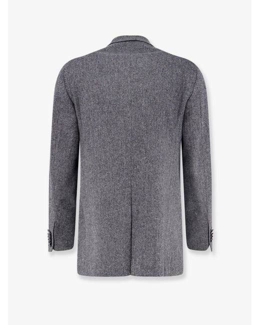 Tagliatore Gray Double-Breasted Virgin Wool And Cashmere Blazer for men