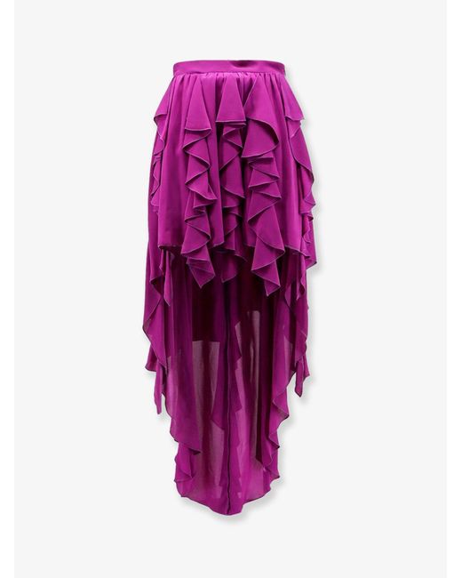 ACTUALEE Pink Satin Ruffled Skirt