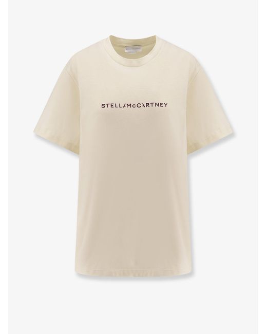 Stella McCartney Natural Cotton T-Shirt With Logo Print