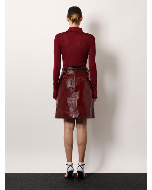Self-Portrait Purple Leather Skirt
