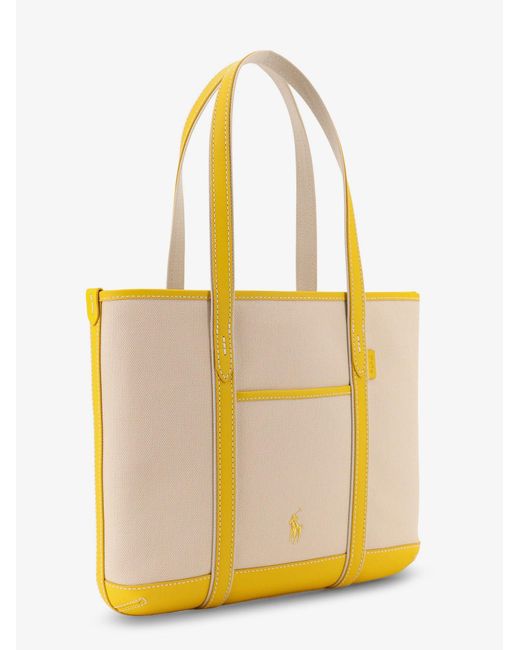 Polo Ralph Lauren Yellow Canvas Shoulder Bag With Embroidered Logo Canvas/Leather