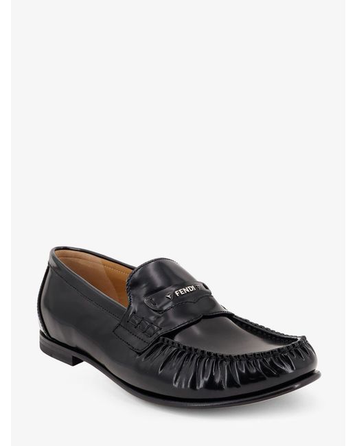 Fendi White Leather Scrunch Loafers for men
