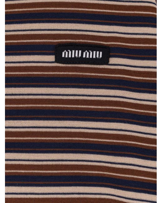 Miu Miu Blue Virgin Wool Polo Shirt