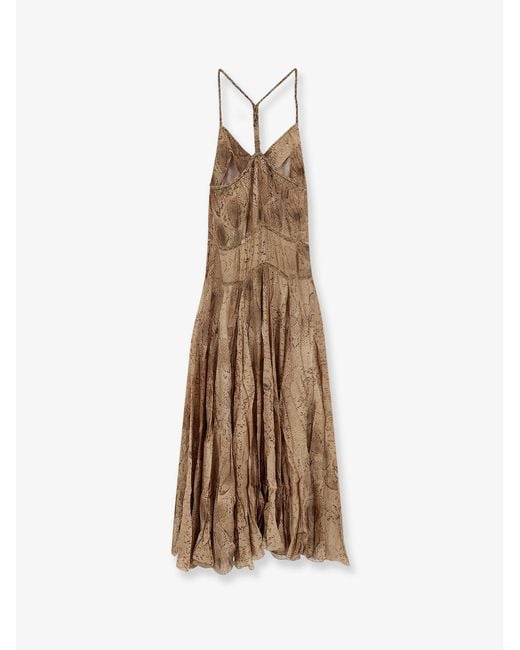 Mes Demoiselles Natural Long Viscose Dress With Snake Print