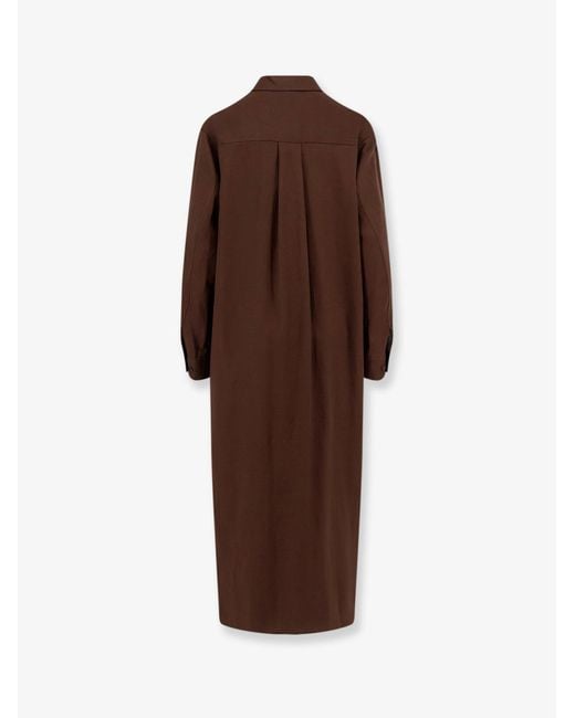Hevò Brown Arigliano Linen And Viscose Chemisier Dress