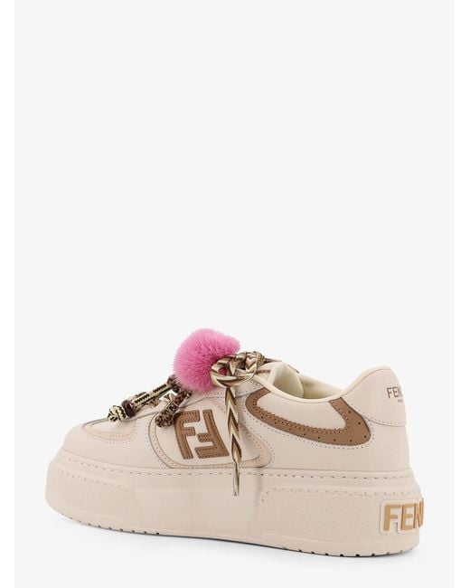Match Leather Platform Sneakers With Charms-Donna di Fendi in Natural