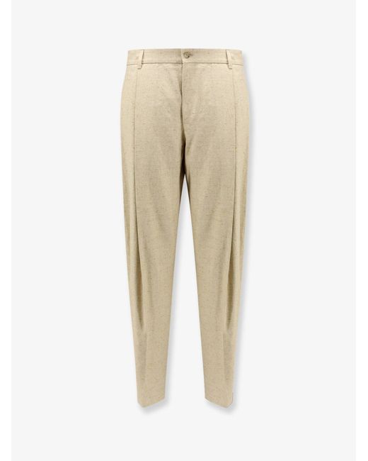 Dolce & Gabbana Natural Hemp, Linen And Silk Trousers With Tweed Effect for men