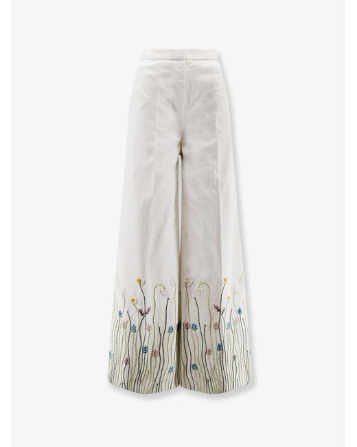 PHILIPPA 1970 White Cotton Trousers With Embroidery