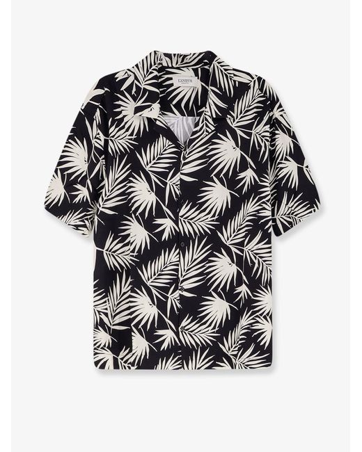 Laneus Black Printed Viscose Shirt for men