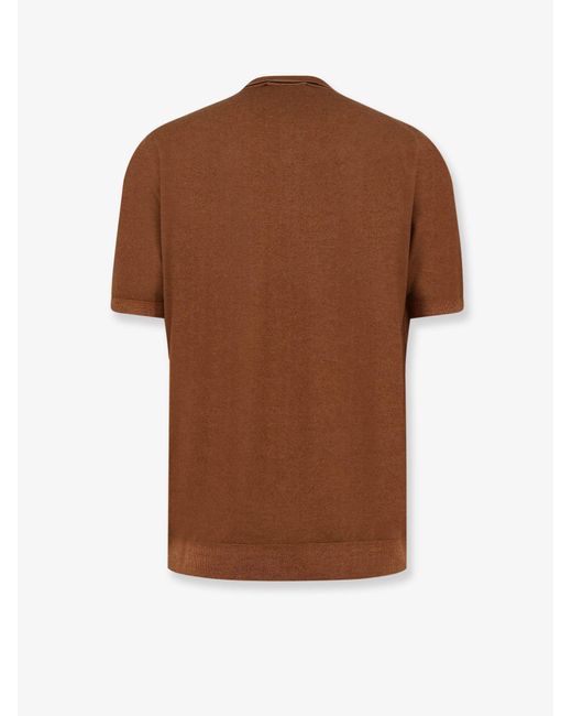 Corneliani Brown Virgin Wool Polo Shirt for men