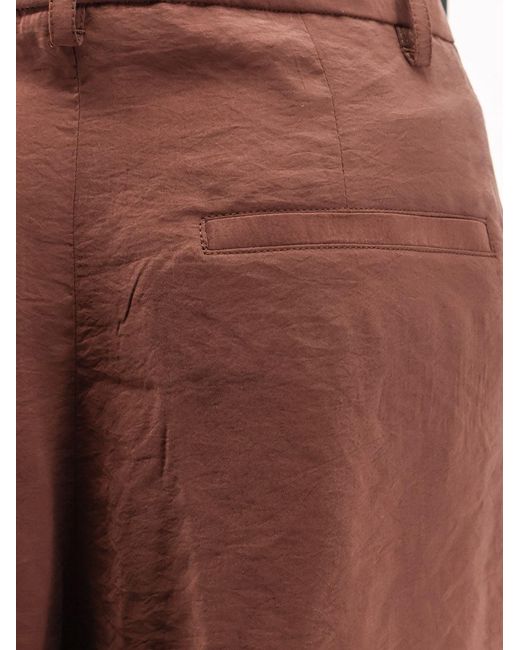 Hevò Brown Torreveneri Modal And Polyester Trousers