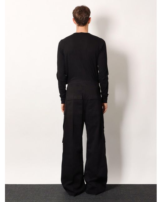 Rick Owens Black Double Cargo Jumbo Organic Cotton Trousers for men