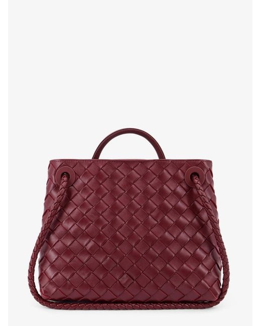 Bottega Veneta Purple Andiamo Small Leather Crossbody Bag With Intrecciato Motif