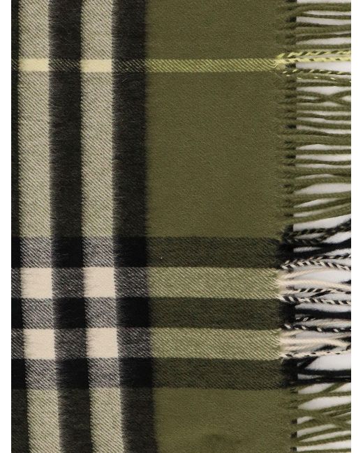 Burberry Green Giant Check Cashmere Scarf for men