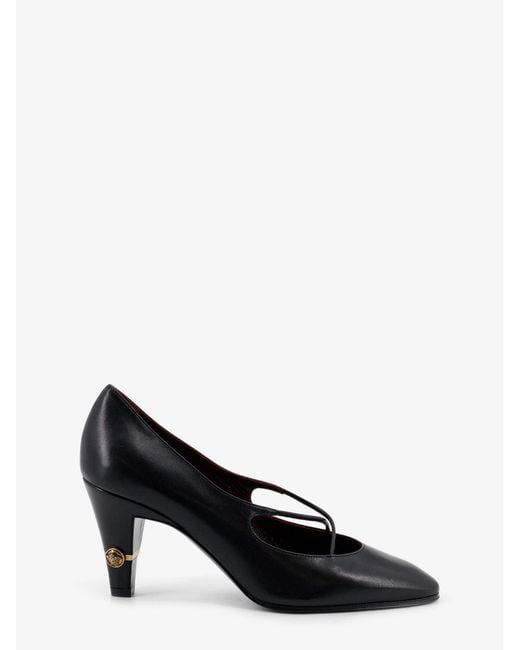 Versace Black Criss-Cross Medallion Leather Pumps