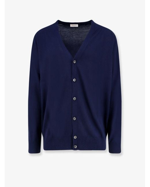 Bramani Cashmere Blue Wool Cardigan for men