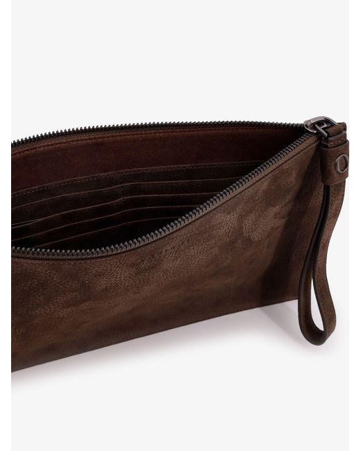 Orciani Brown Leather Clutch for men