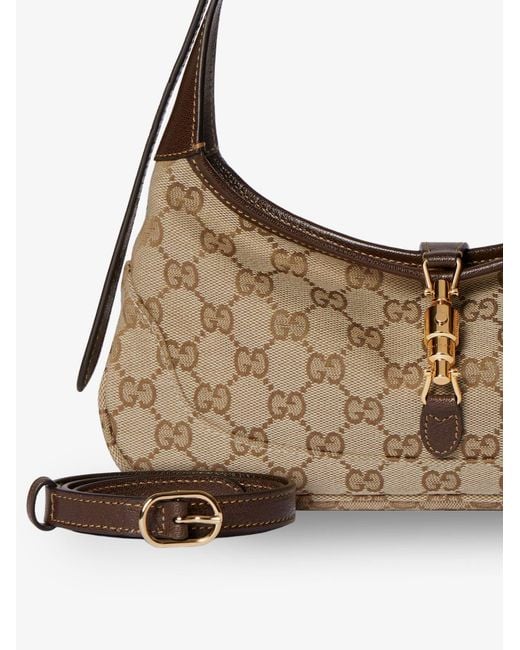 Gucci Brown Jackie Slim Gg Fabric And Leather Shoulder Bag