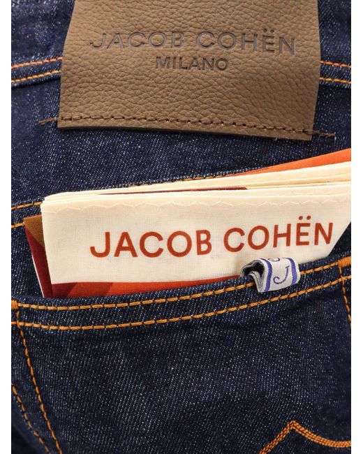 Jacob Cohen Blue Bard Stretch Cotton Jeans With Iconic Handkerchief for men