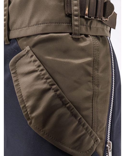 Sacai Blue Nylon And Wool Midi Skirt