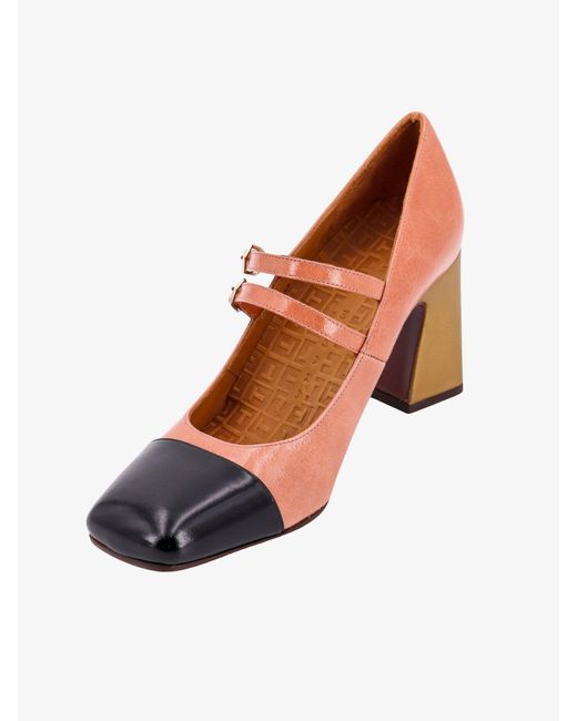 Chie Mihara Pink Squared Toe Wide Heel Leather Pumps