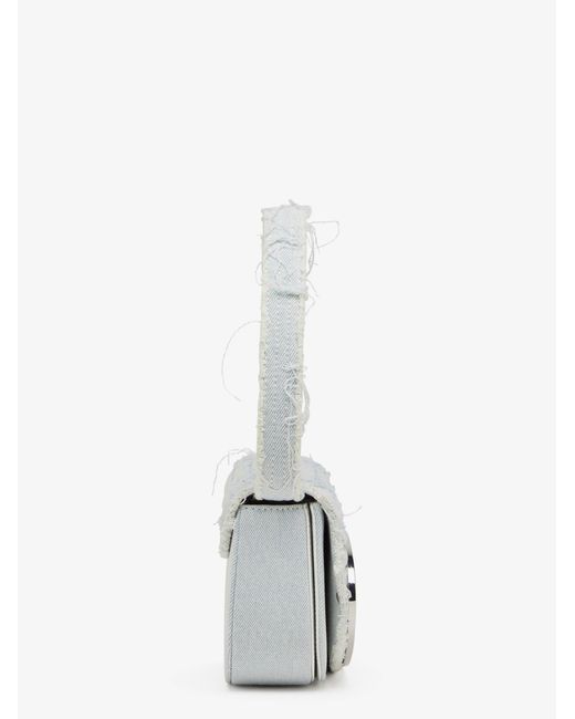 DIESEL Gray 1Dr Denim Shoulder Bag With Rhinestone D Logo