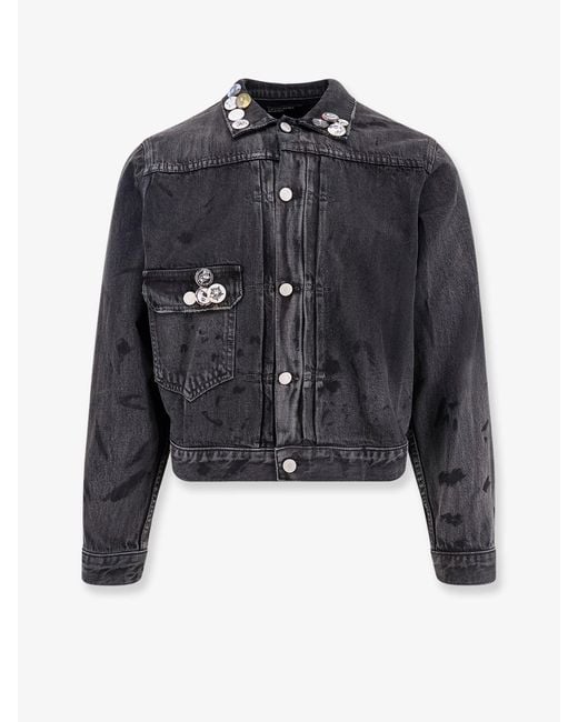 Enfants Riches Deprimes Blue Denim Jacket With Distressed Effect for men