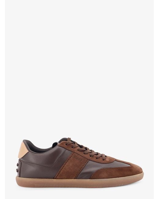 Tod's Brown Allacciata Cassetta Leather And Suede Sneakers for men