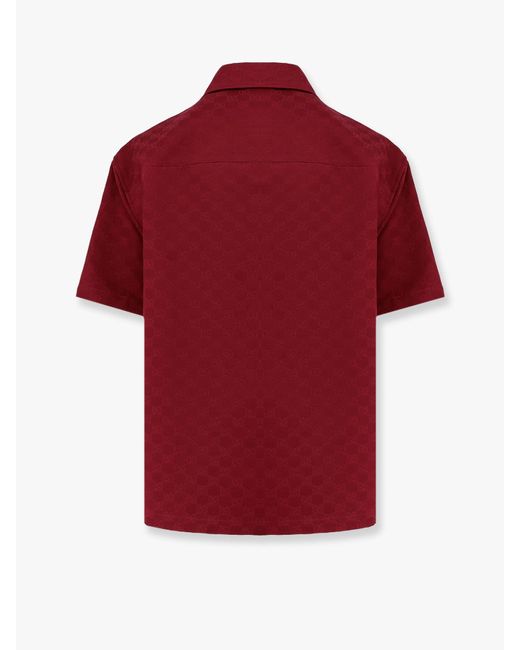 Gucci Red Gg Jacquard Oversize Cotton Shirt for men
