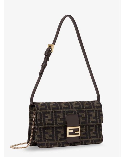Fendi White Wallet On Chain Tube Ff Zucca Fabric Crossbody Bag