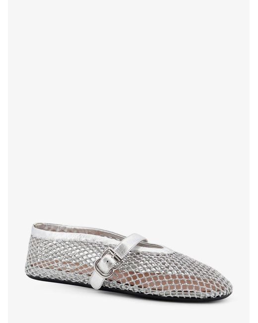 Alaïa White Ballet Flats Glitter Mesh And Leather Ballerinas