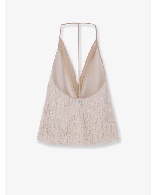 Alysi White Fringed Top