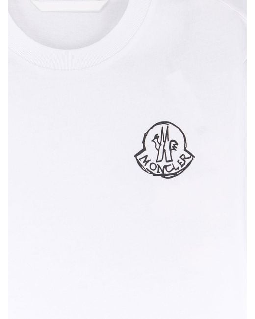 Moncler White Biologic Cotton T-Shirt for men