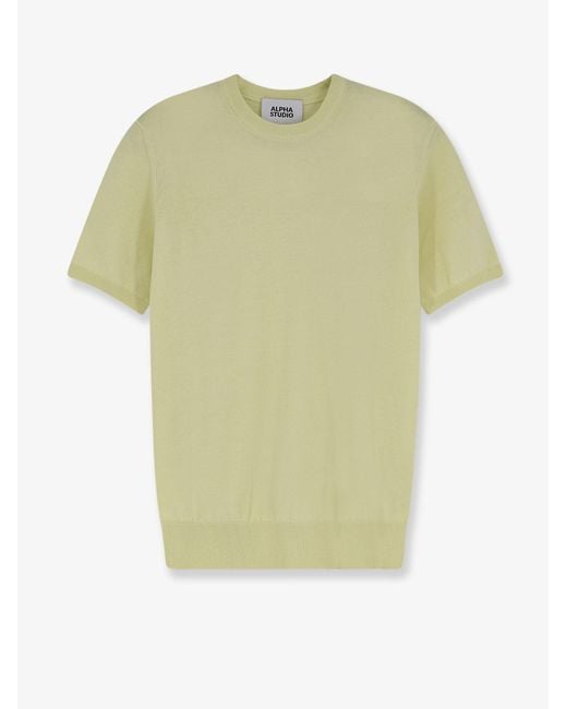 Alpha Studio Green Cotton Sweater for men