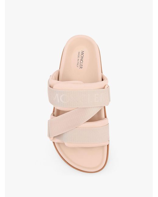 Moncler Pink Mon Summer Leather Sandals With Nylon Details