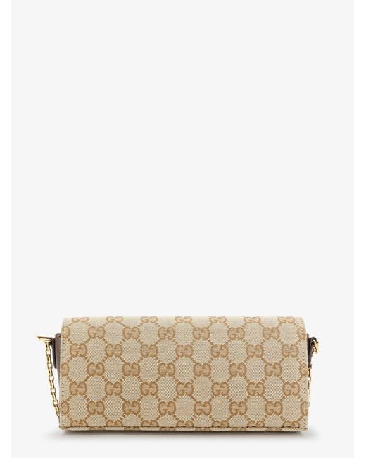 Gucci Brown Wallet With Chain And Horse Clip